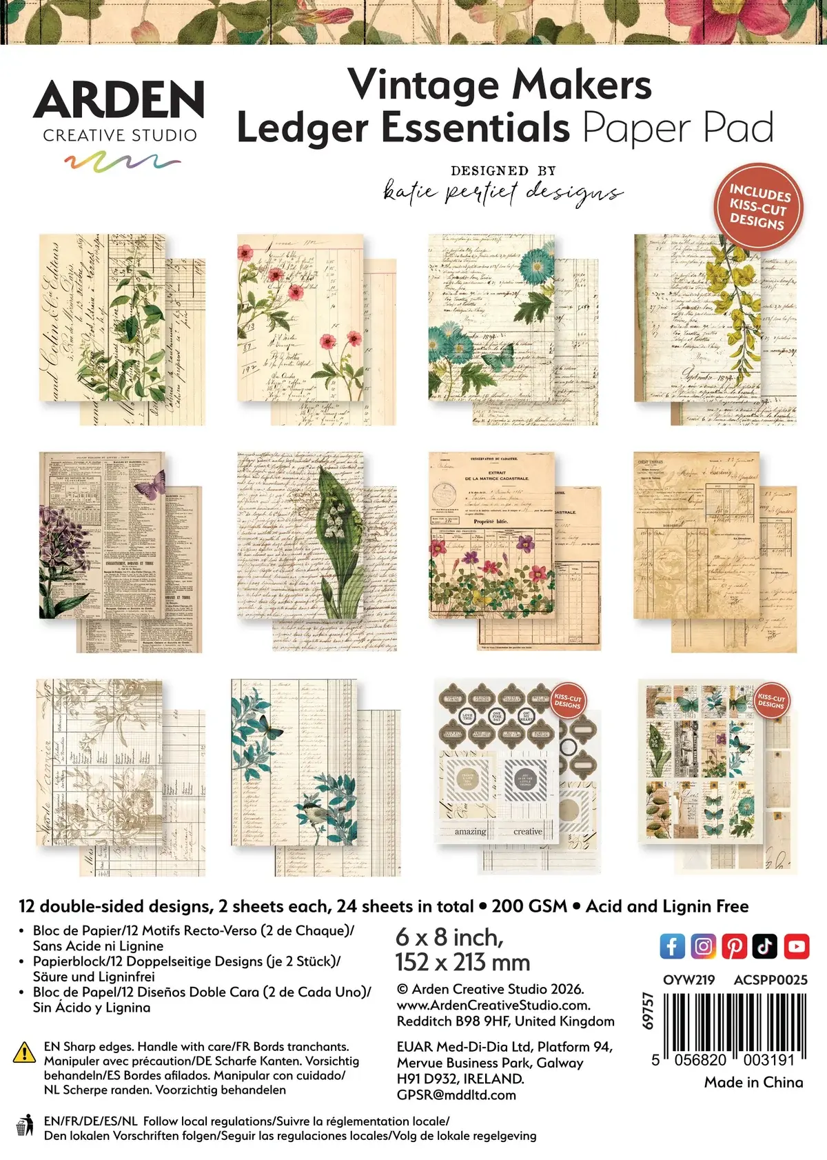 Arden Creative Studio Vintage Makers Ledger Essentials 6in x 8in Paper Pad
