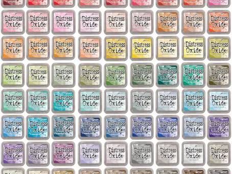 Tim Holtz Distress Oxide ink pads in a full rainbow of colors
