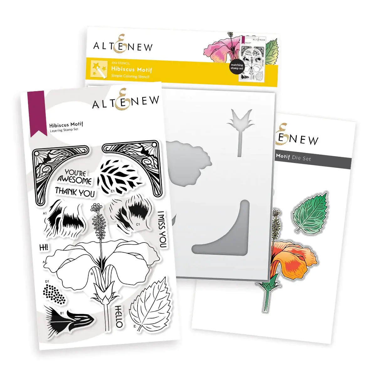 Altenew Hibiscus Motif Stamp Die and Stencil Set