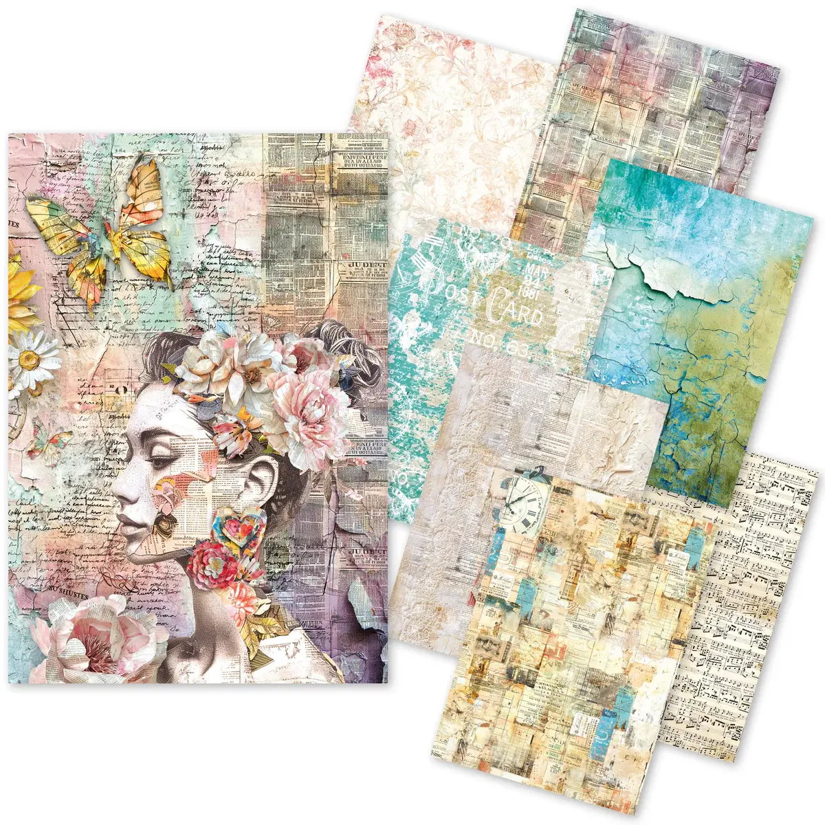 Craftmix The Sound of Spring Mixed A5 Paper Pack - 8 Sheets (Tissue & Vellum Var