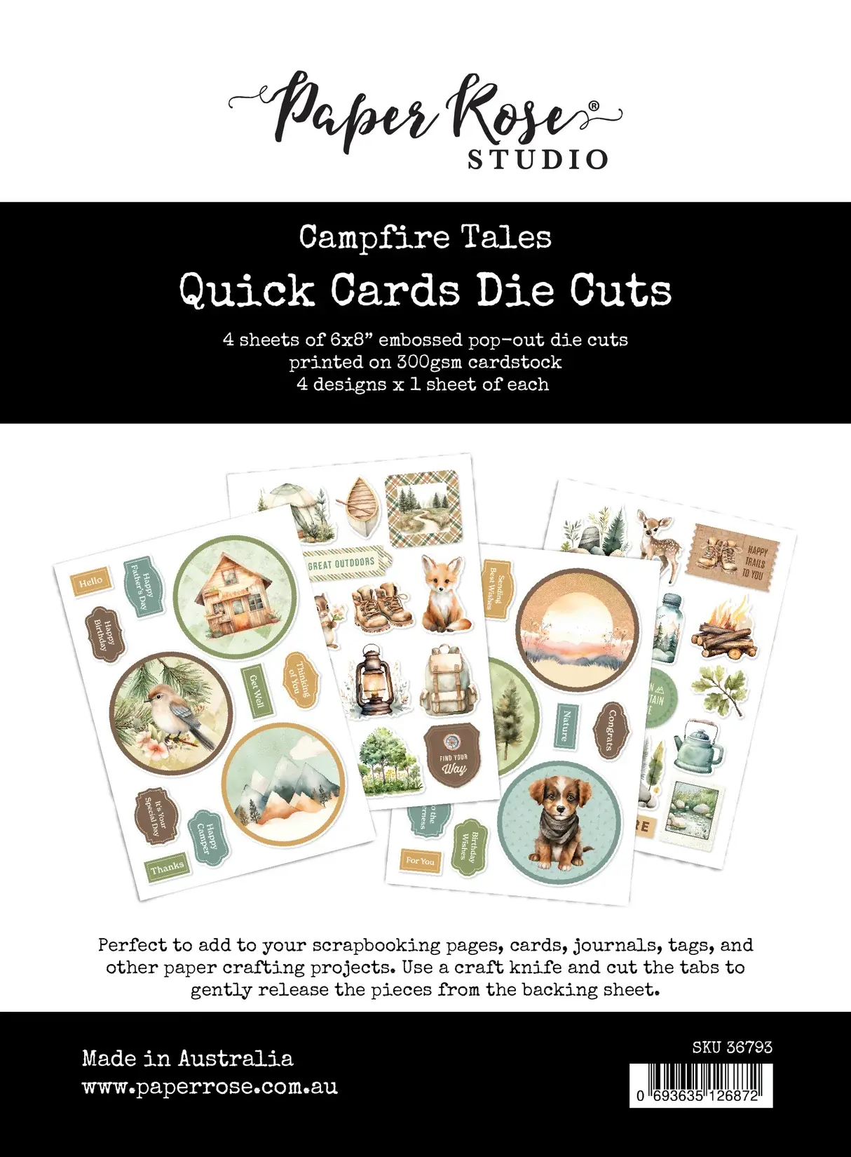 Paper Rose Campfire Tales 6x8" Quick Cards Die Cuts 36793