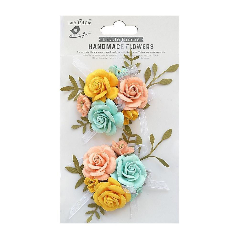 Little Birdie Arion Paper Flowers 2/Pkg Sunshine And Lemonade