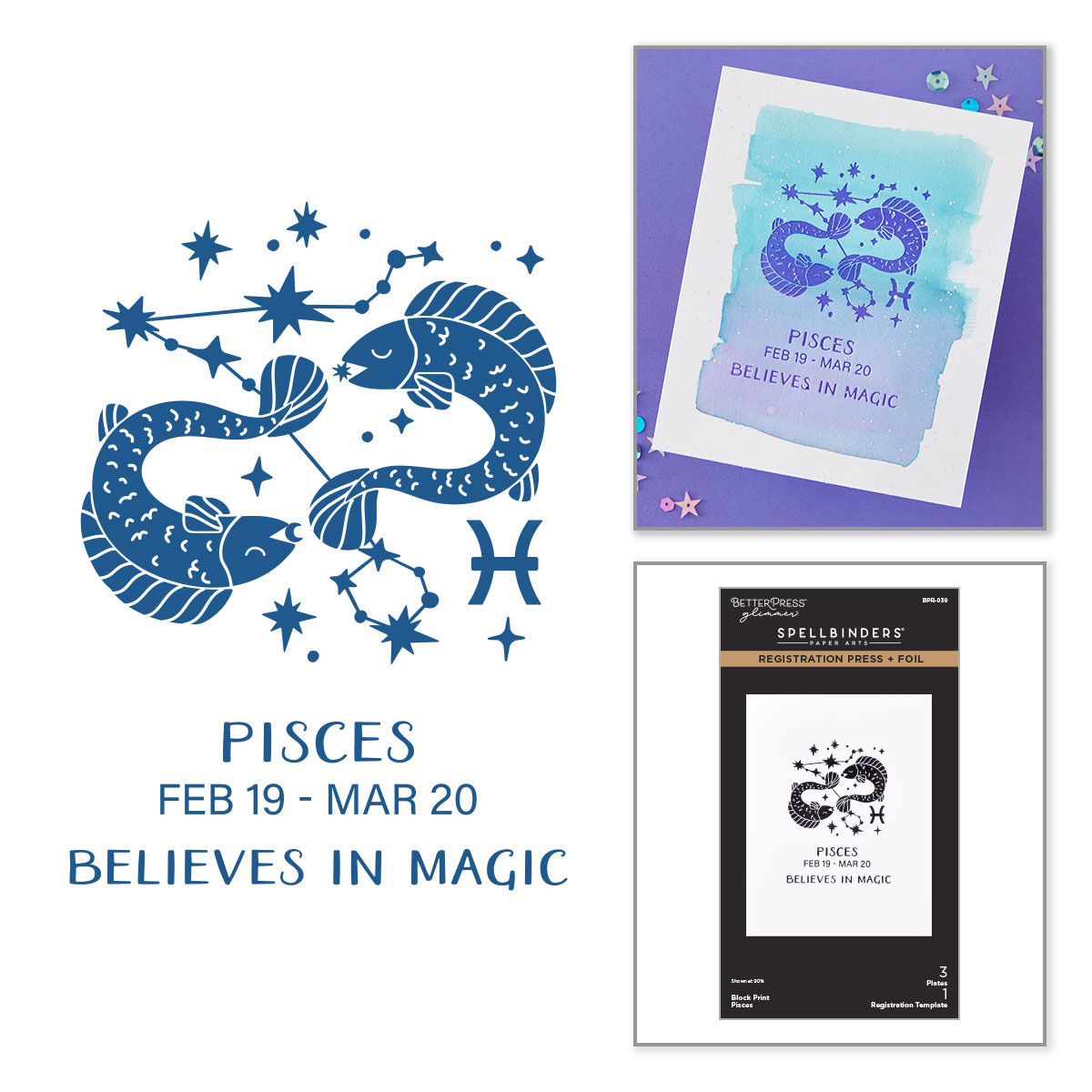 Spellbinders Block Print Pisces Registration Press + Foil Plate