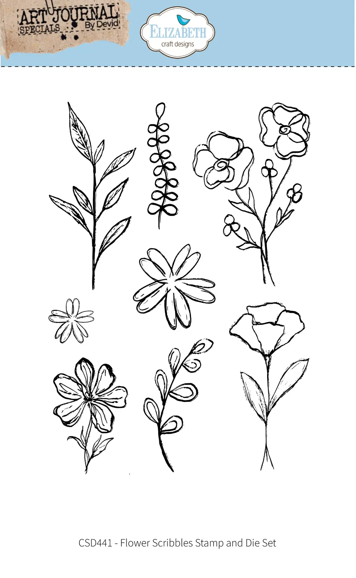 Elizabeth Craft Flower Scribbles Stamp and Die Set