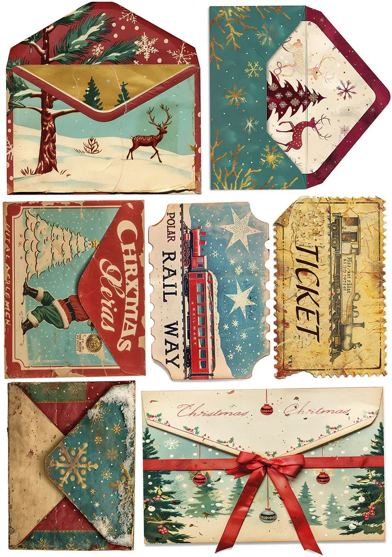 Thumbnail: Ciao Bella Rice Paper A5 MIXED 8/Pkg Polar Railway