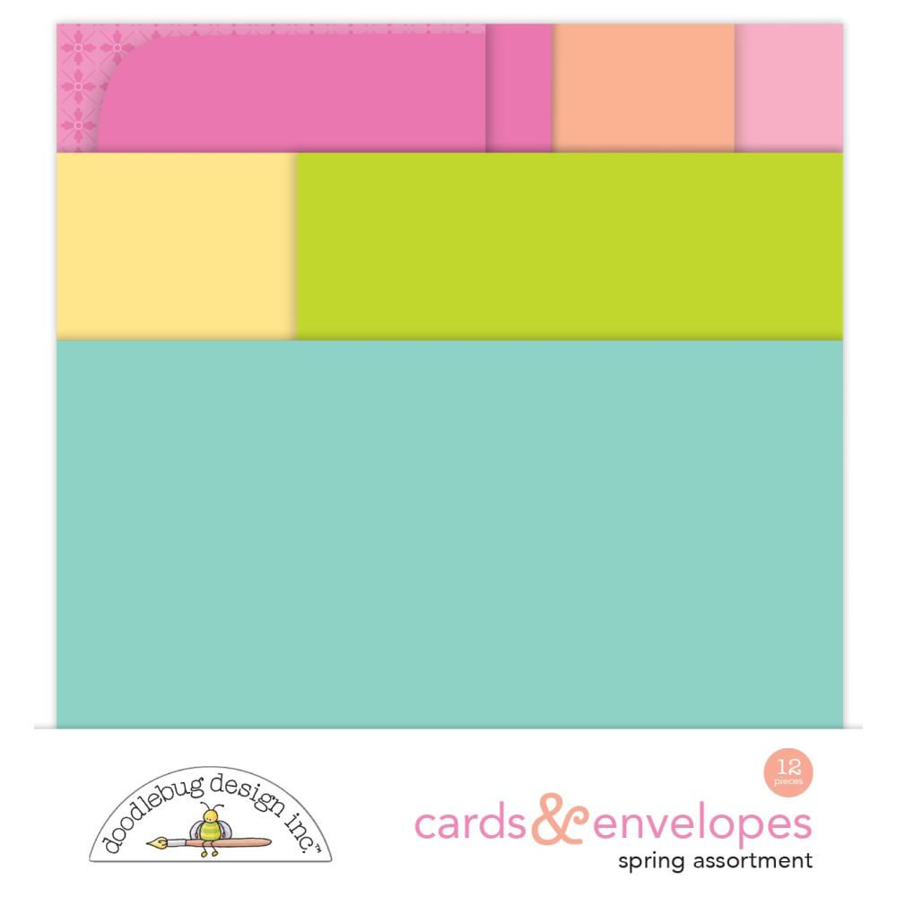 Doodlebug Cards & Envelopes 12/Pkg Spring Assortment, Butterfly Kisses