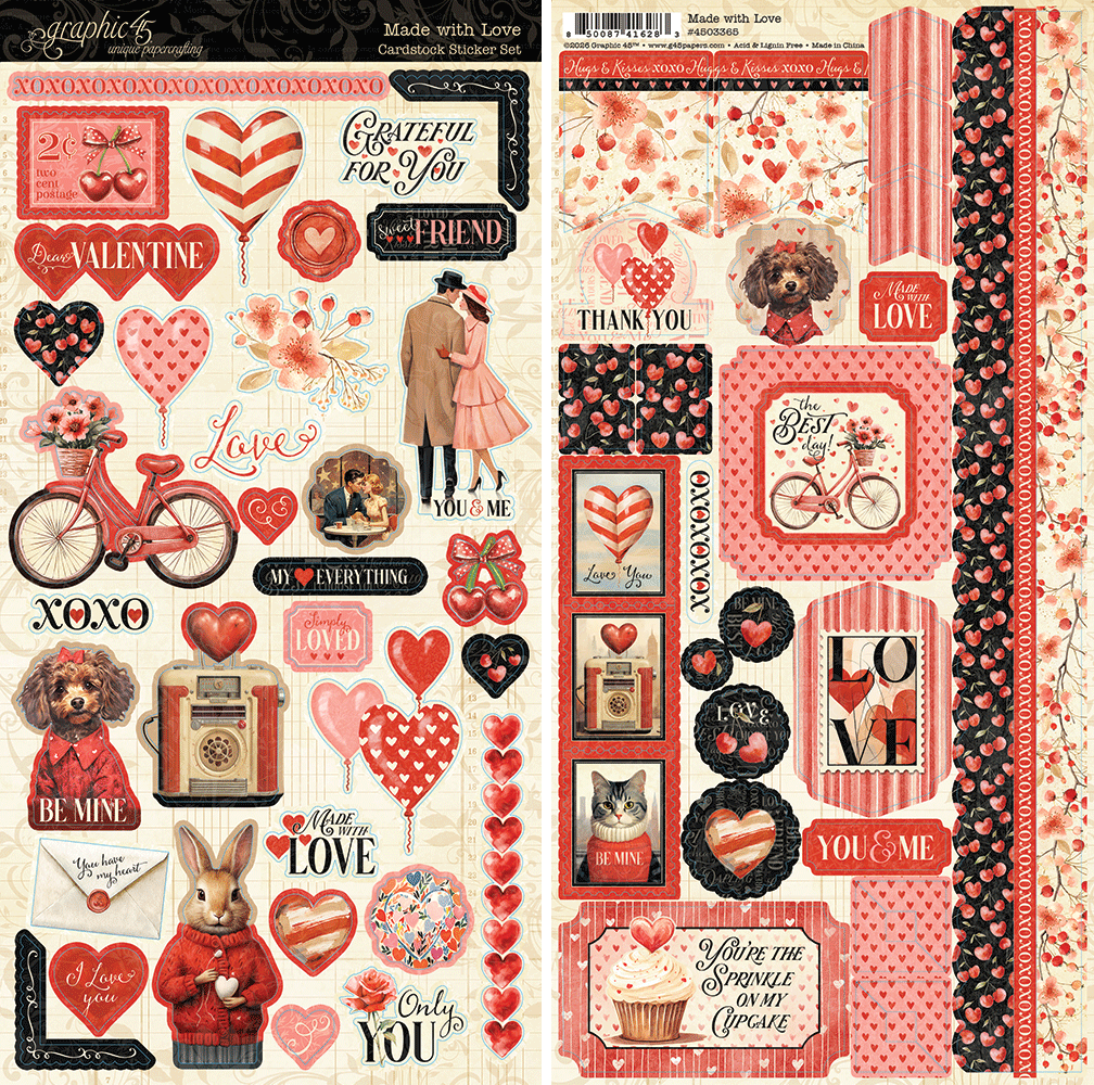 Graphic 45 Made with Love Sticker Set 4503365