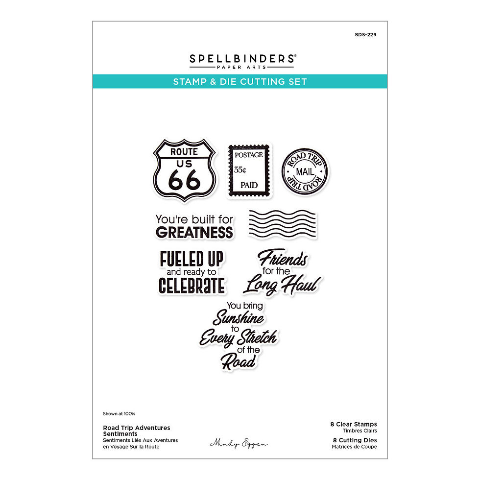 Thumbnail: Spellbinders Road Trip Adventures Sentiments Stamp & Die Set by Mindy Eggen