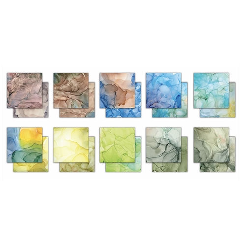 Thumbnail: Craft Consortium Double-Sided Paper Pad 12"X12" Ink Drops EARTH