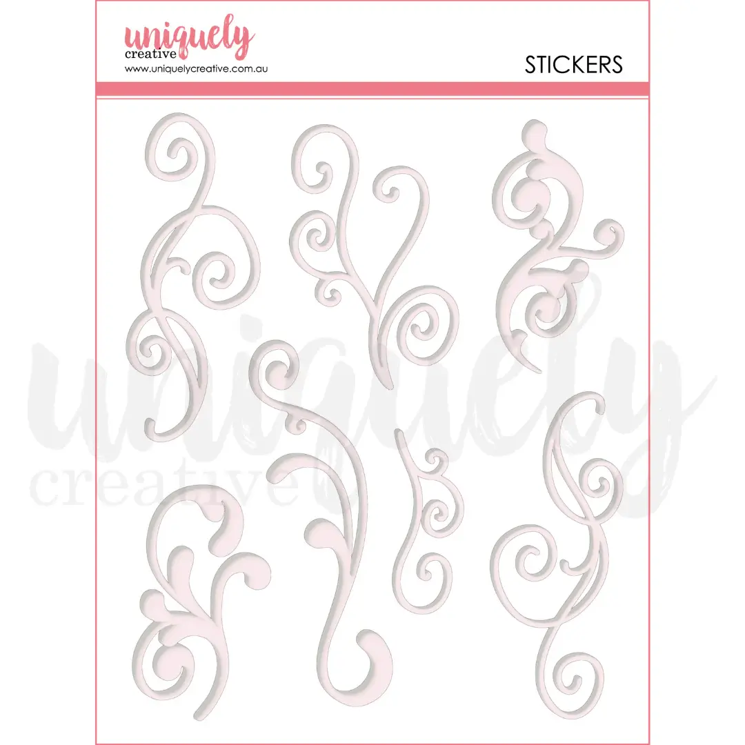 Uniquely Creative White Flourish Puffy Stickers