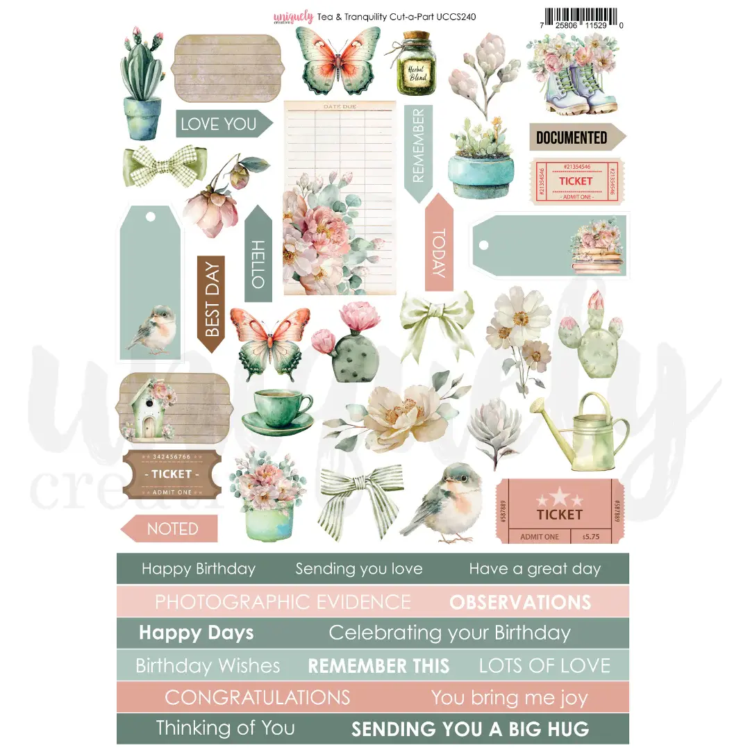 Uniquely Creative Tea & Tranquility Cut-a-Part Sheet