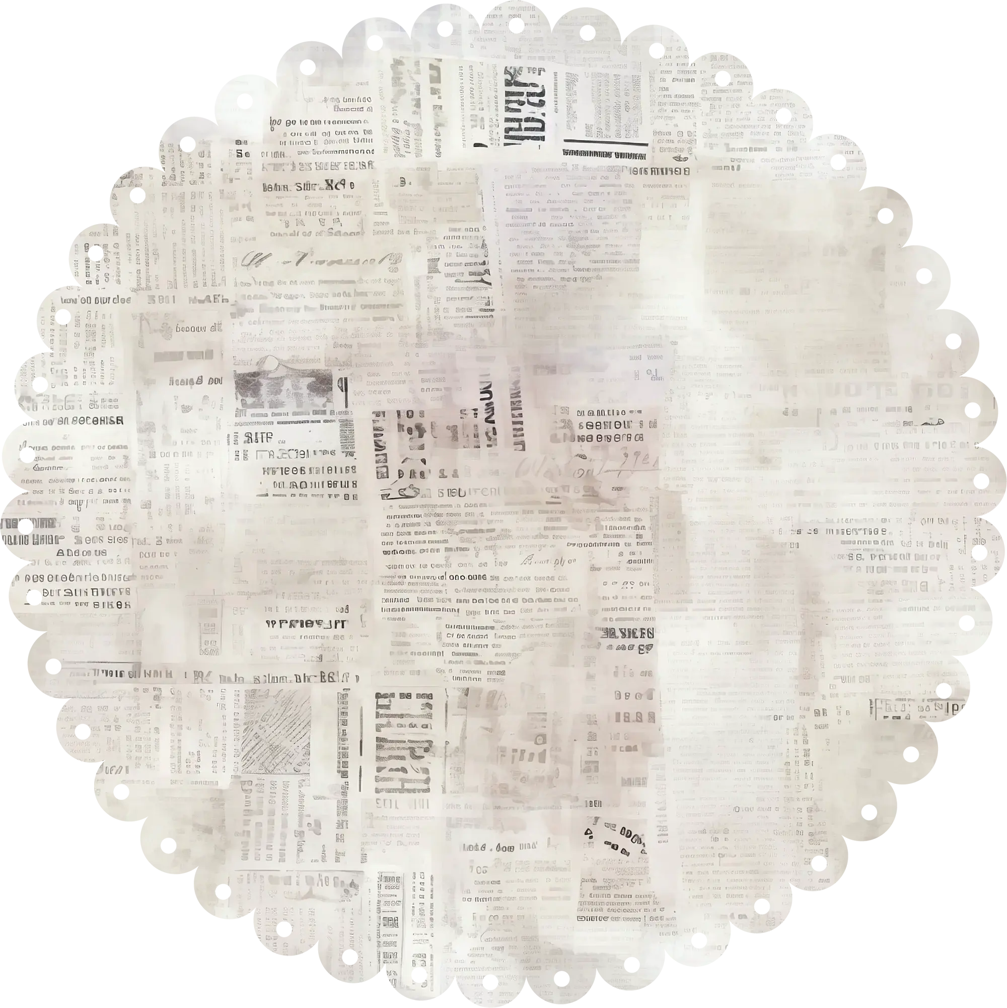 Uniquely Creative Newsprint Scalloped Decorative Base Layer