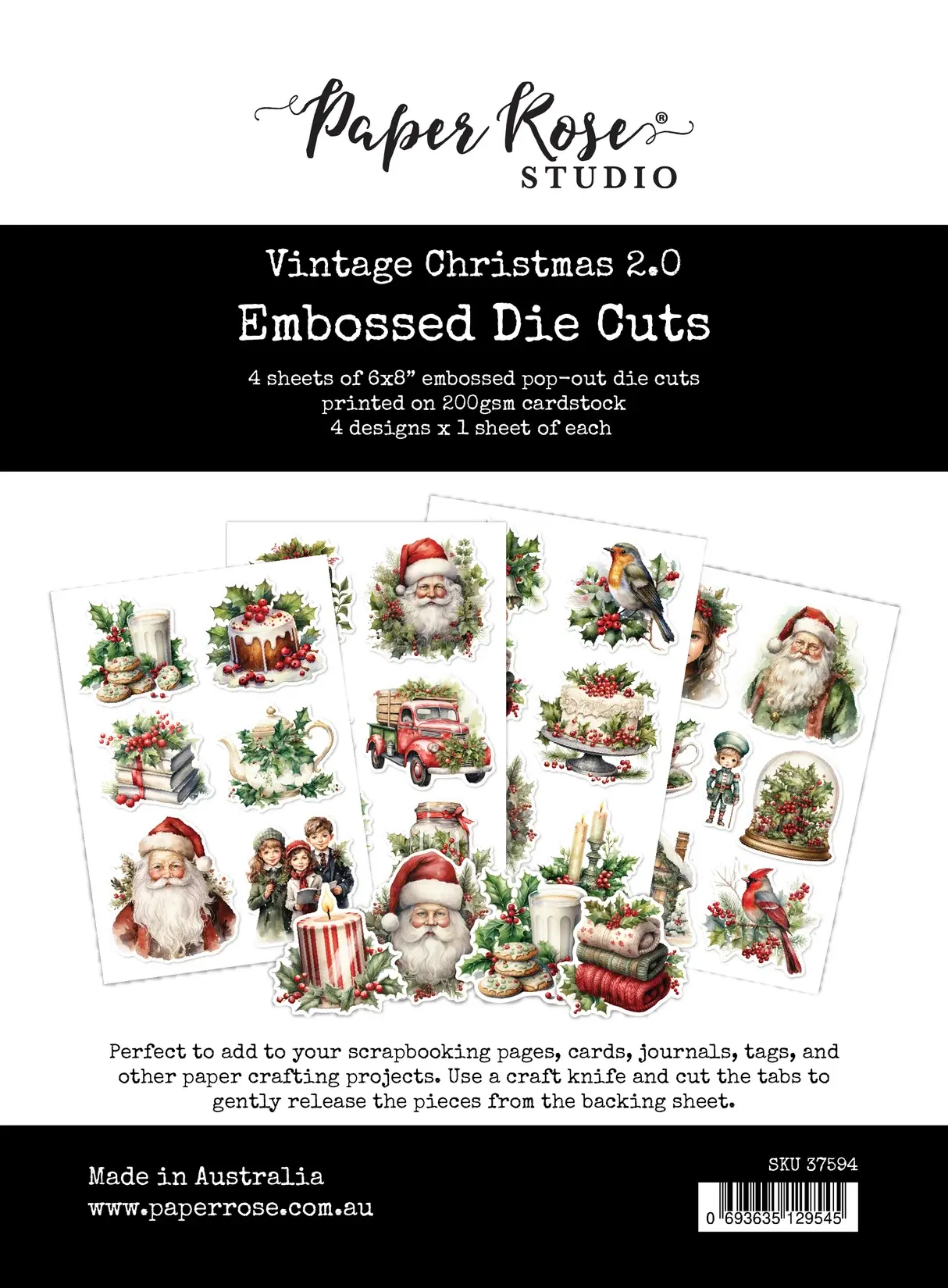 Paper Rose Vintage Christmas 2.0 Embossed Die Cuts 37594