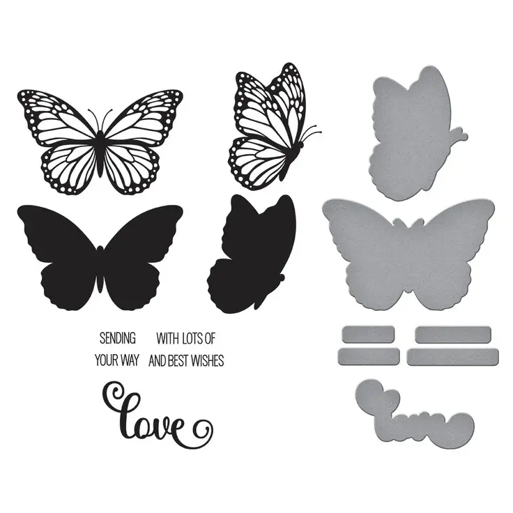 Thumbnail: Spellbinders Butterfly Silhouettes Registration Press Plate & Die Set