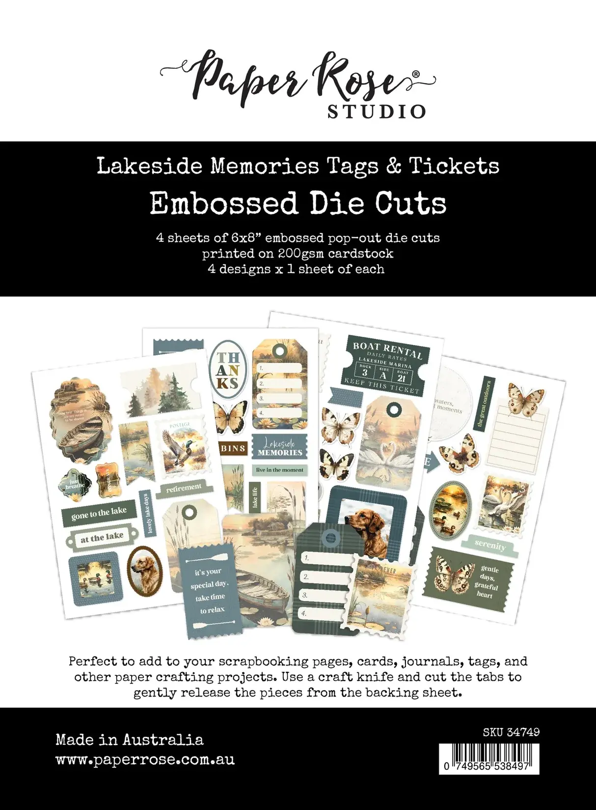 Paper Rose Lakeside Memories Tags & Tickets Embossed Die Cuts 34749
