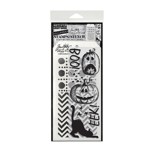 Tim Holtz Clear Stamps and Stencil Eek A Boo, Dotted Line