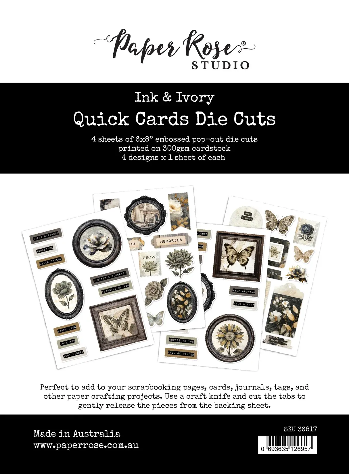 Paper Rose Ink & Ivory 6 x 8" Quick Card Die Cuts 36817