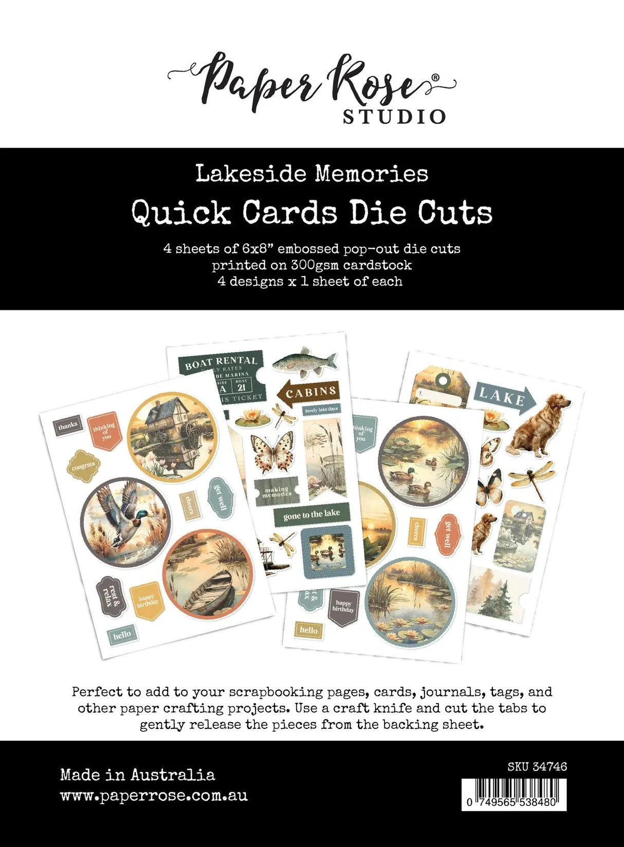 Paper Rose Lakeside Memories 6x8" Quick Cards Embossed Die Cuts 34746