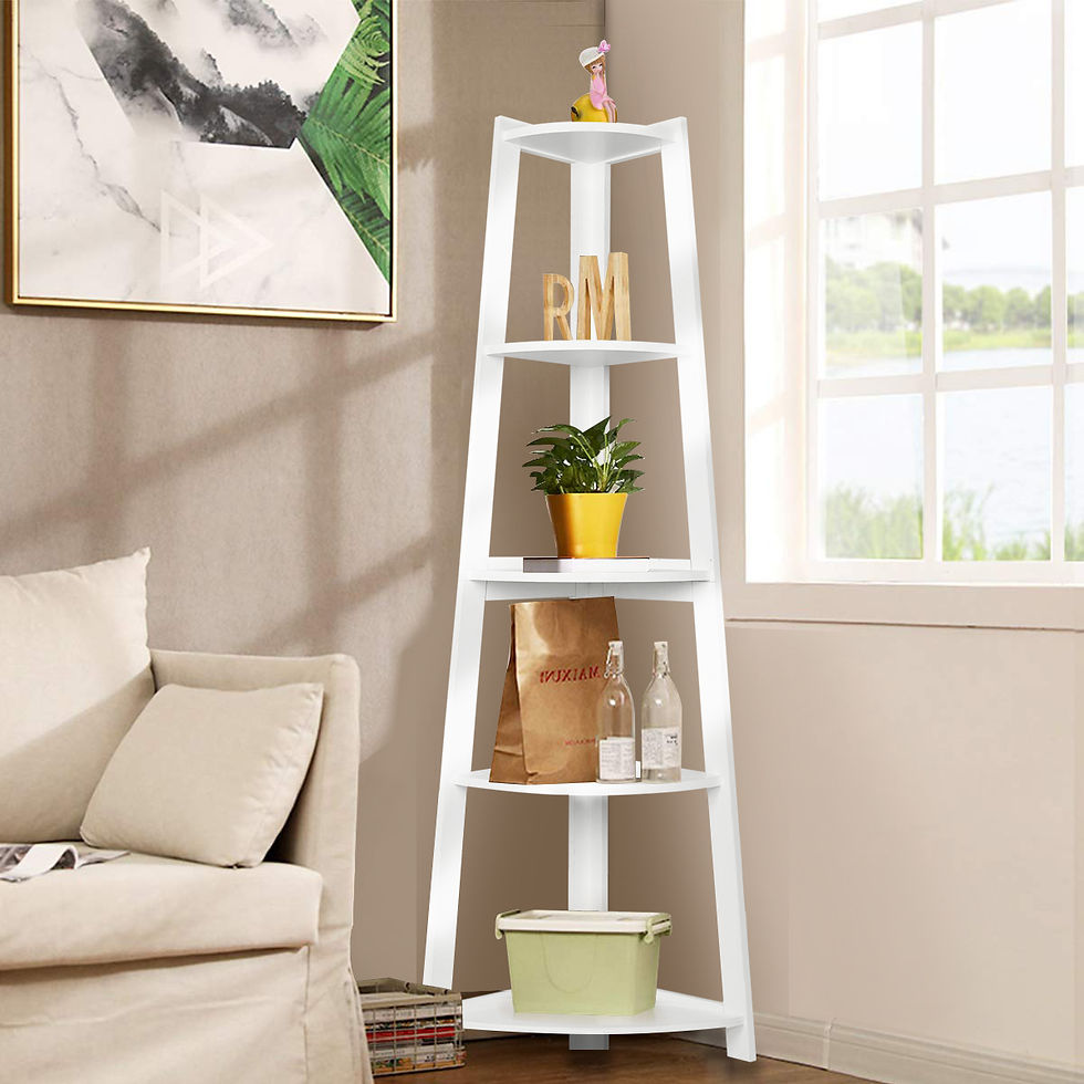 Thumbnail: Hawaii 5 Tier Diplay Ladder Corner Shelf Rack White