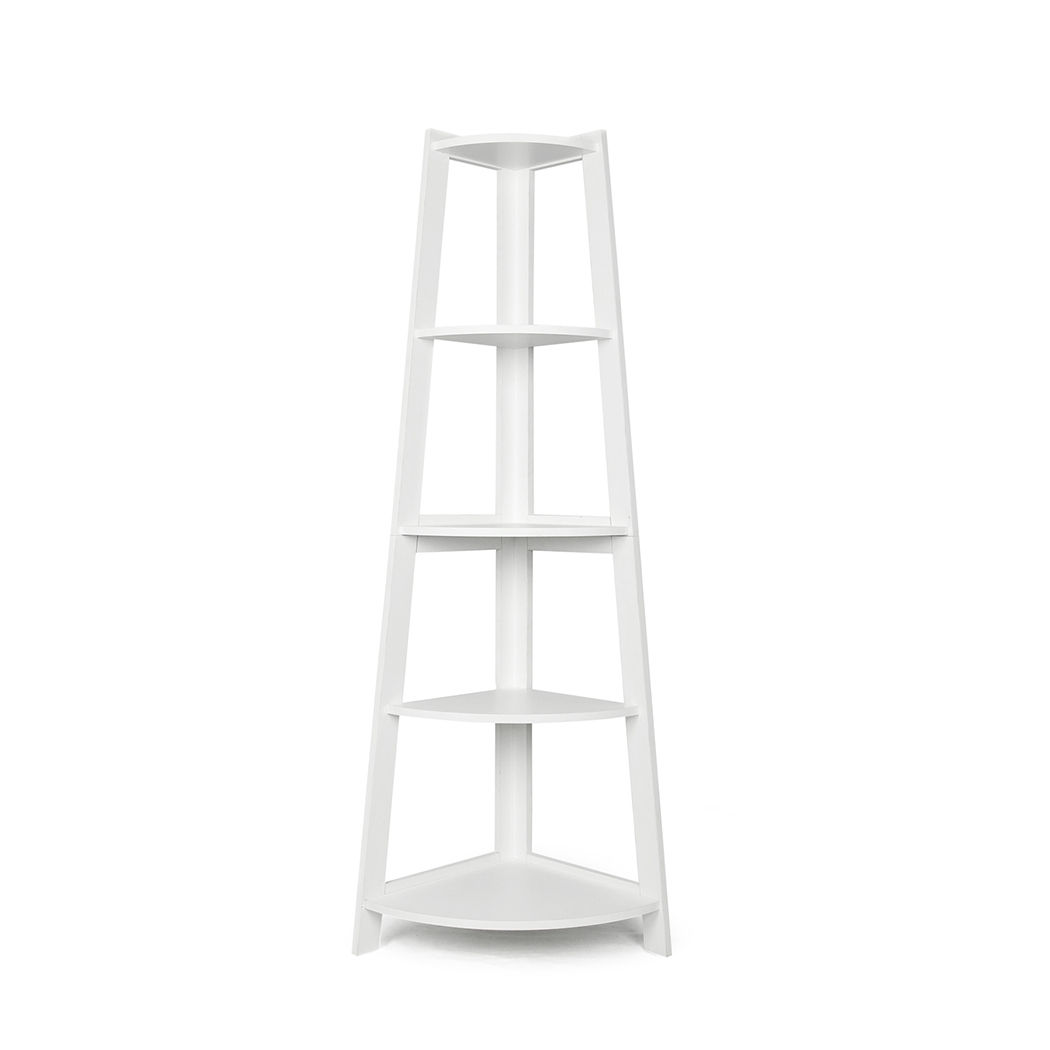 Hawaii 5 Tier Diplay Ladder Corner Shelf Rack White