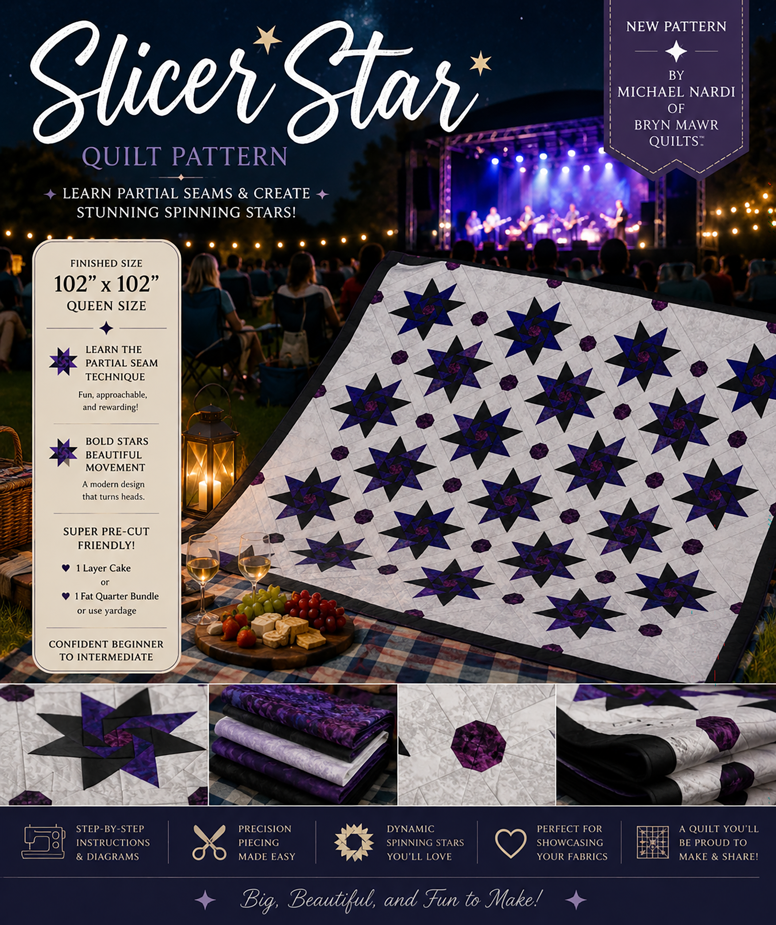 Slicer Star Quilt - Printed Pattern (Mailed)