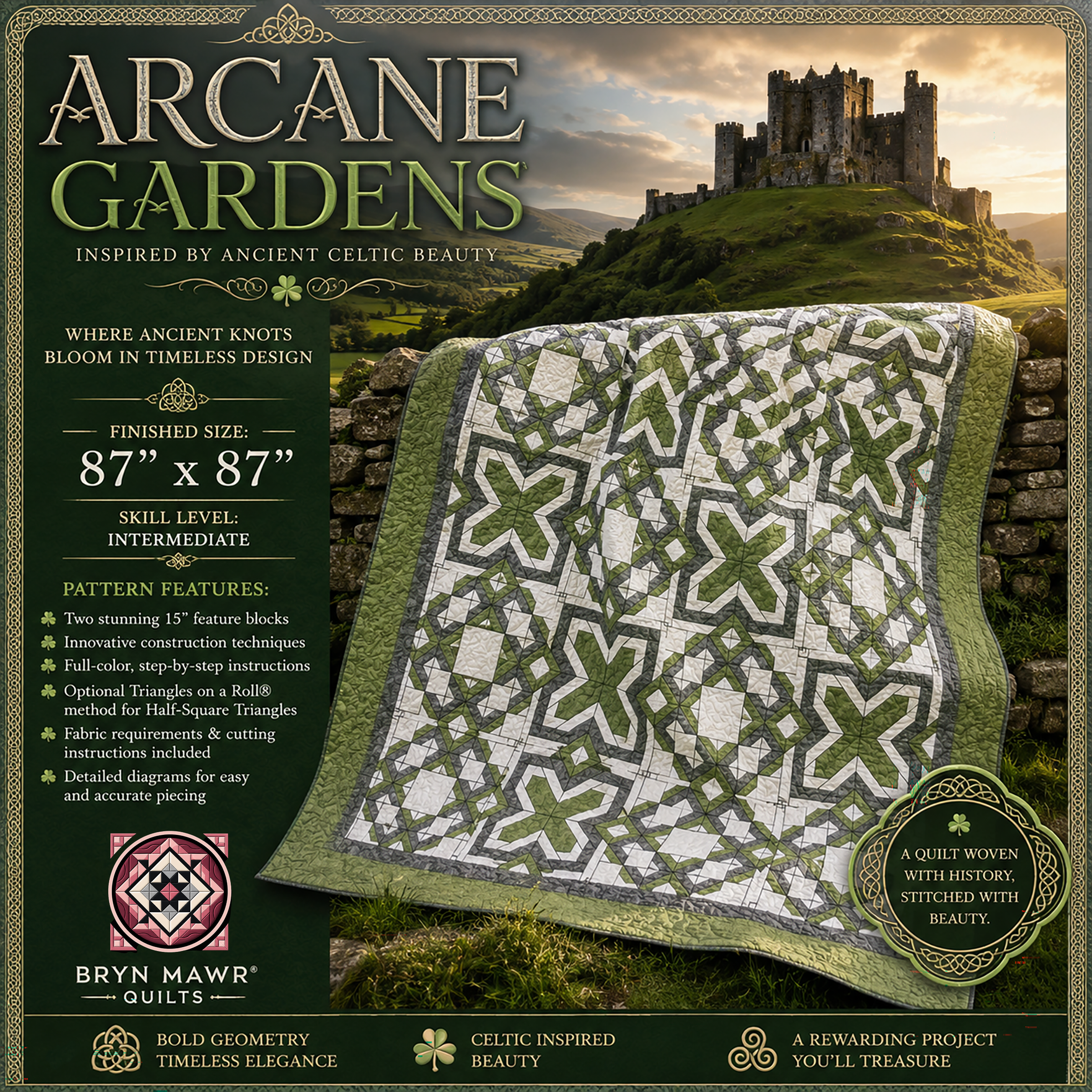 Arcane Gardens Quilt Pattern - Printed Pattern (Mailed)