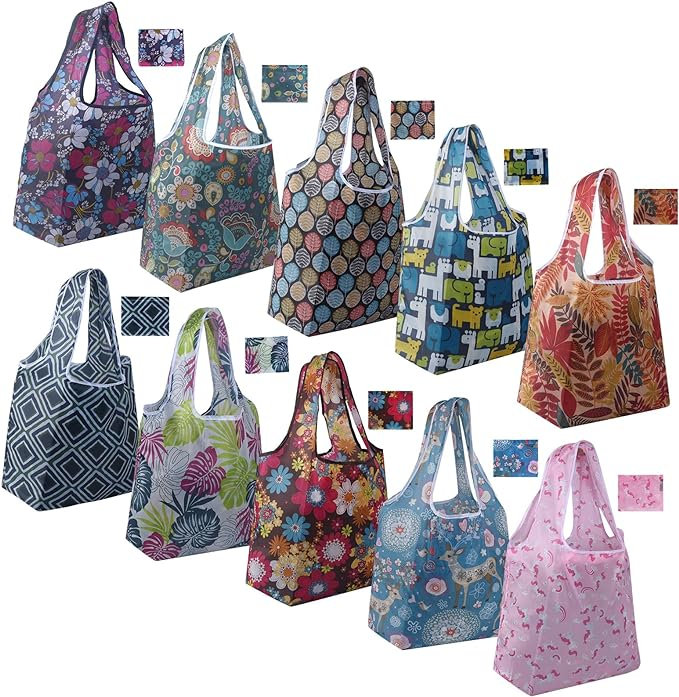 ️50off 10 Pack Reusable Grocery Bags Women Large Capacity Foldable