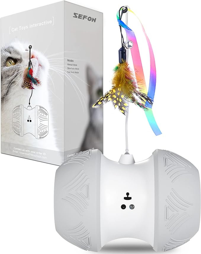 45off Interactive Cat Toy for Indoor Cats,Automatic Kitten Toys with 4 Feathers,Electric Cat Toys