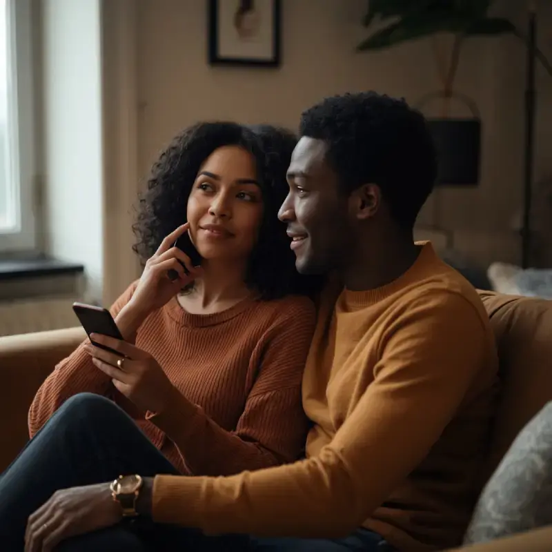 Couple experiencing uncertainty around privacy and secrecy in their relationship