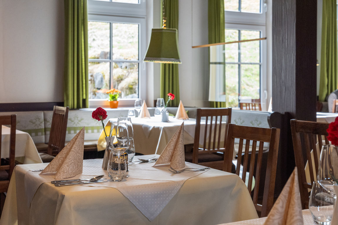 Dining room with set tables