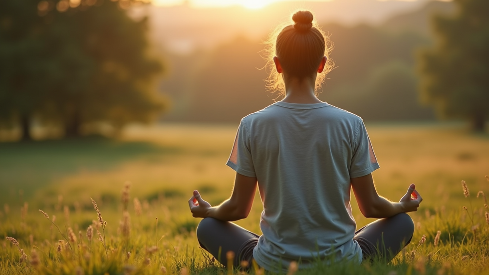 Close-up view of a person meditating outdoors