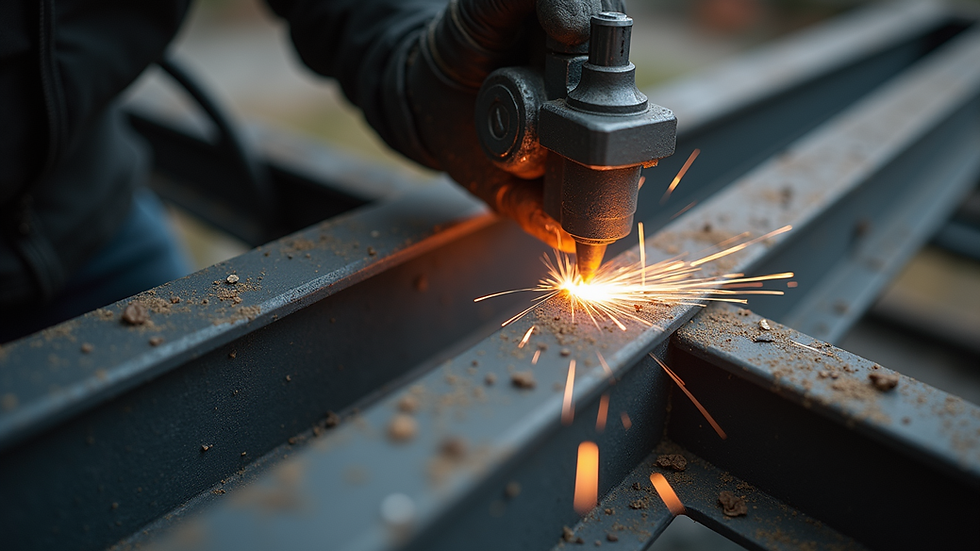 Close-up view of custom steel formwork showing precise welding joints