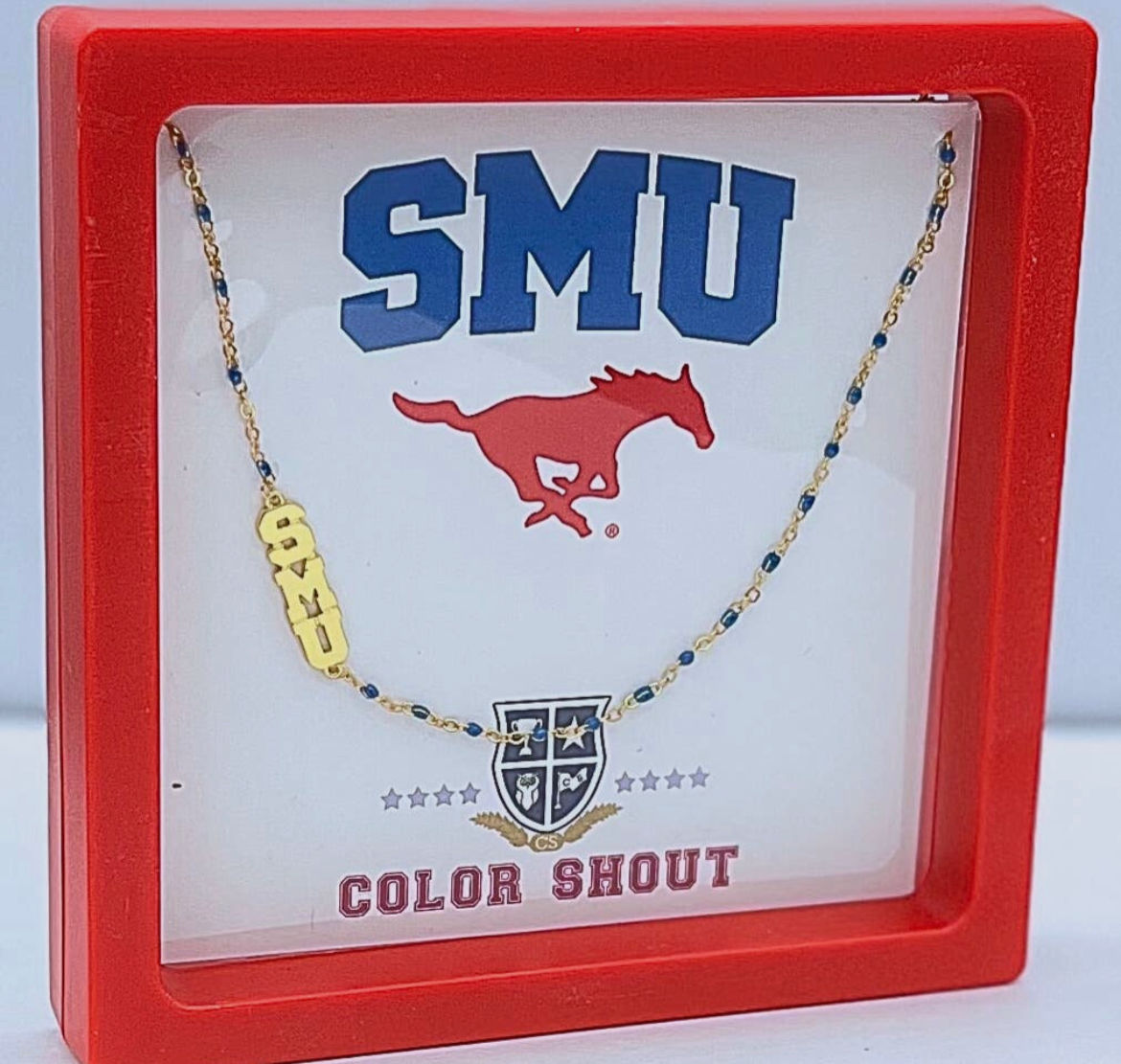 SMU Side Set Enamel Necklace