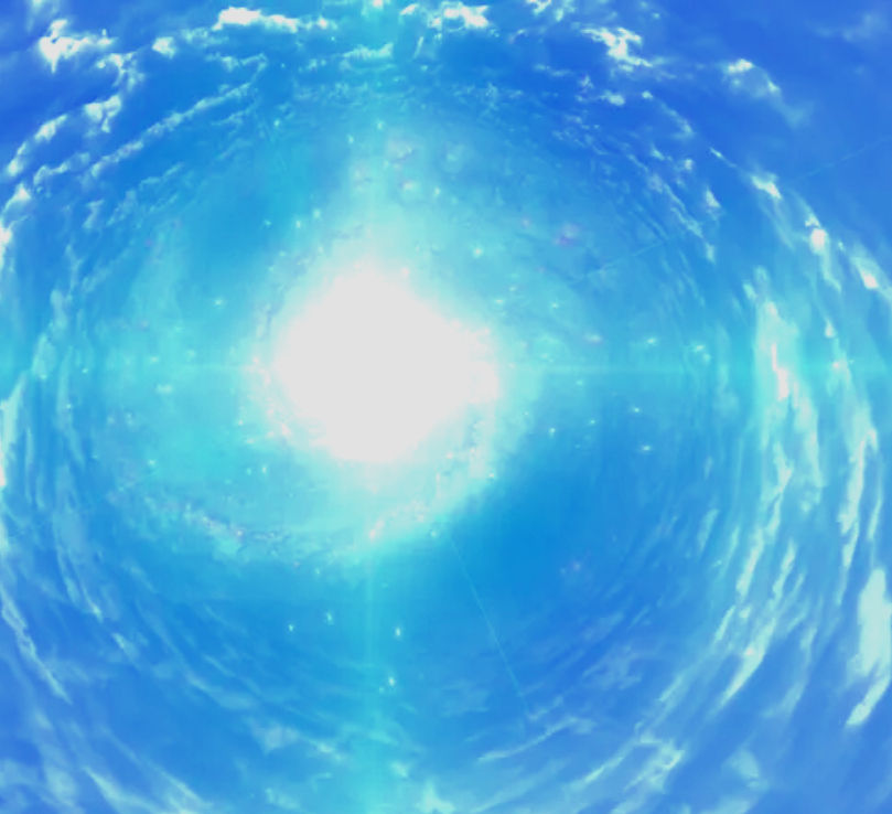 Tunnel de lumière dans ciel bleu, depositphotos (couleurs modifiées)