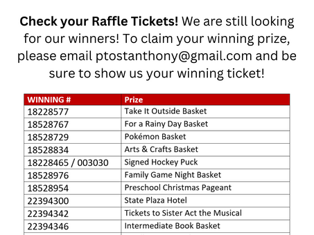 Raffle Ticket Winners!