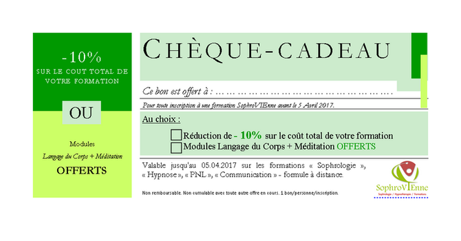 Chèque cadeau spécial FORMATION