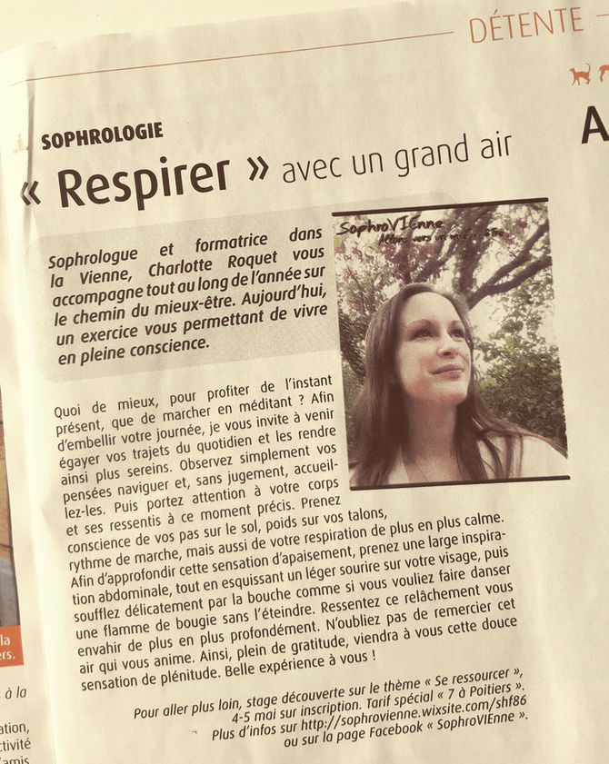 Chronique Sophrologie - Magazine "7 à Poitiers"