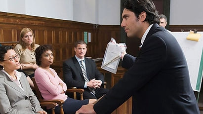 A trial attorney addresses his jury.