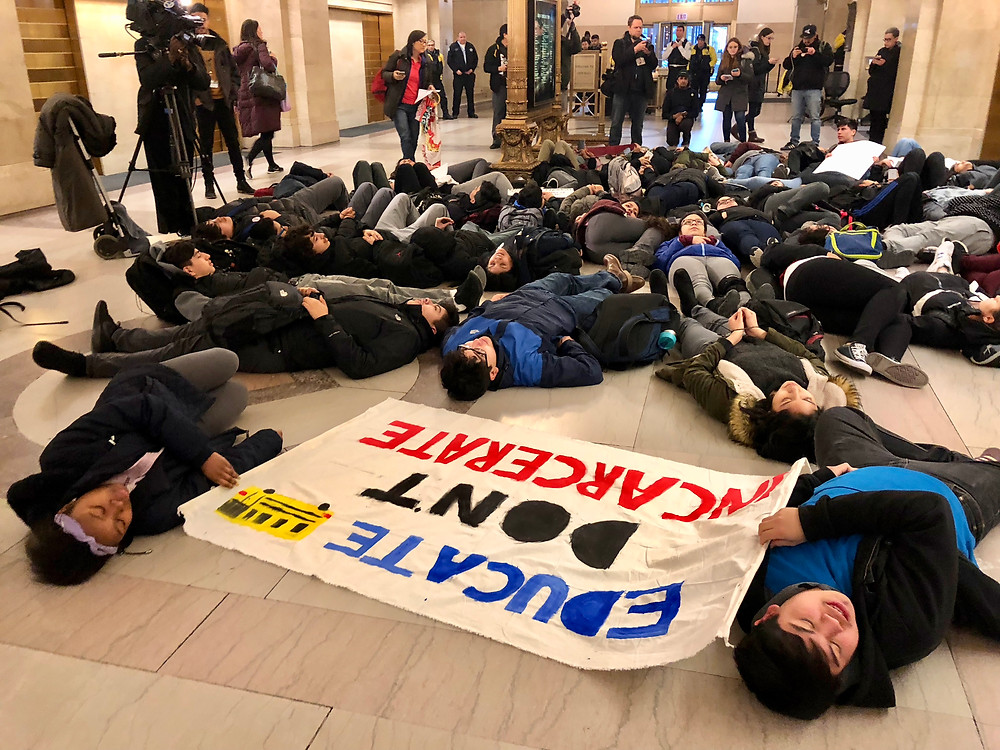 Southwest side CPS youth and BPNC youth leaders hold die-in at Chicago's City Hall