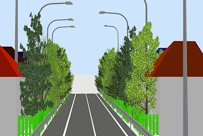 Рисунок озелененной улицы в формате 3d