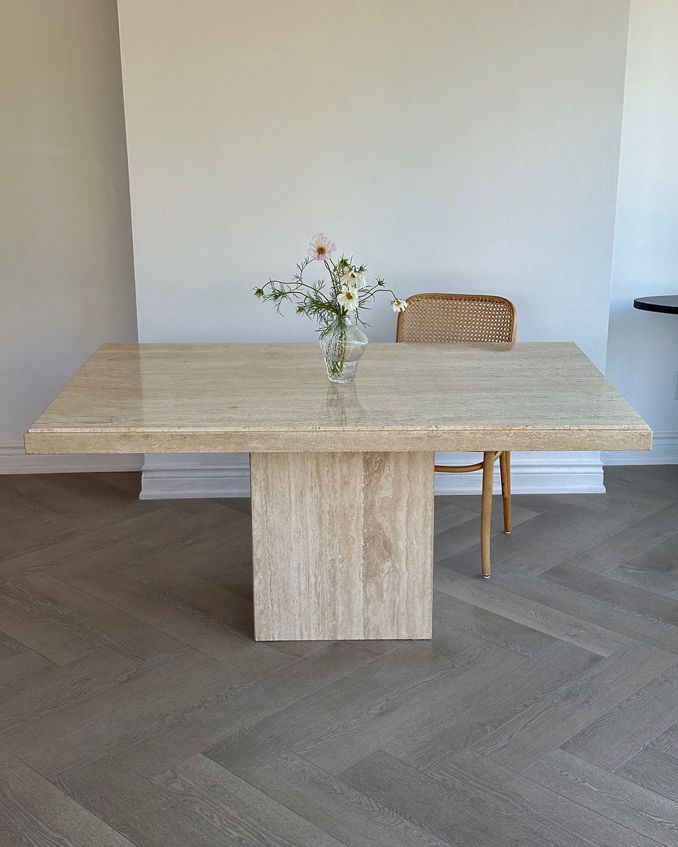 Thumbnail: Polished Travertine Dinette Table
