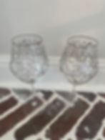 etched glass wine/champagne glasses. 2 available