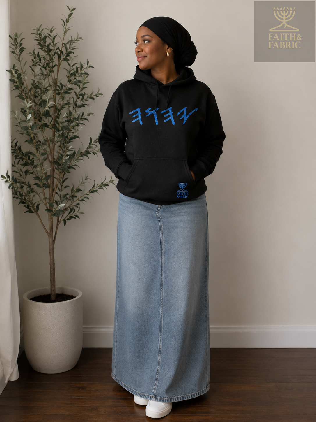 Women's YHWH Paleo‑Hebrew Glitter Hoodie