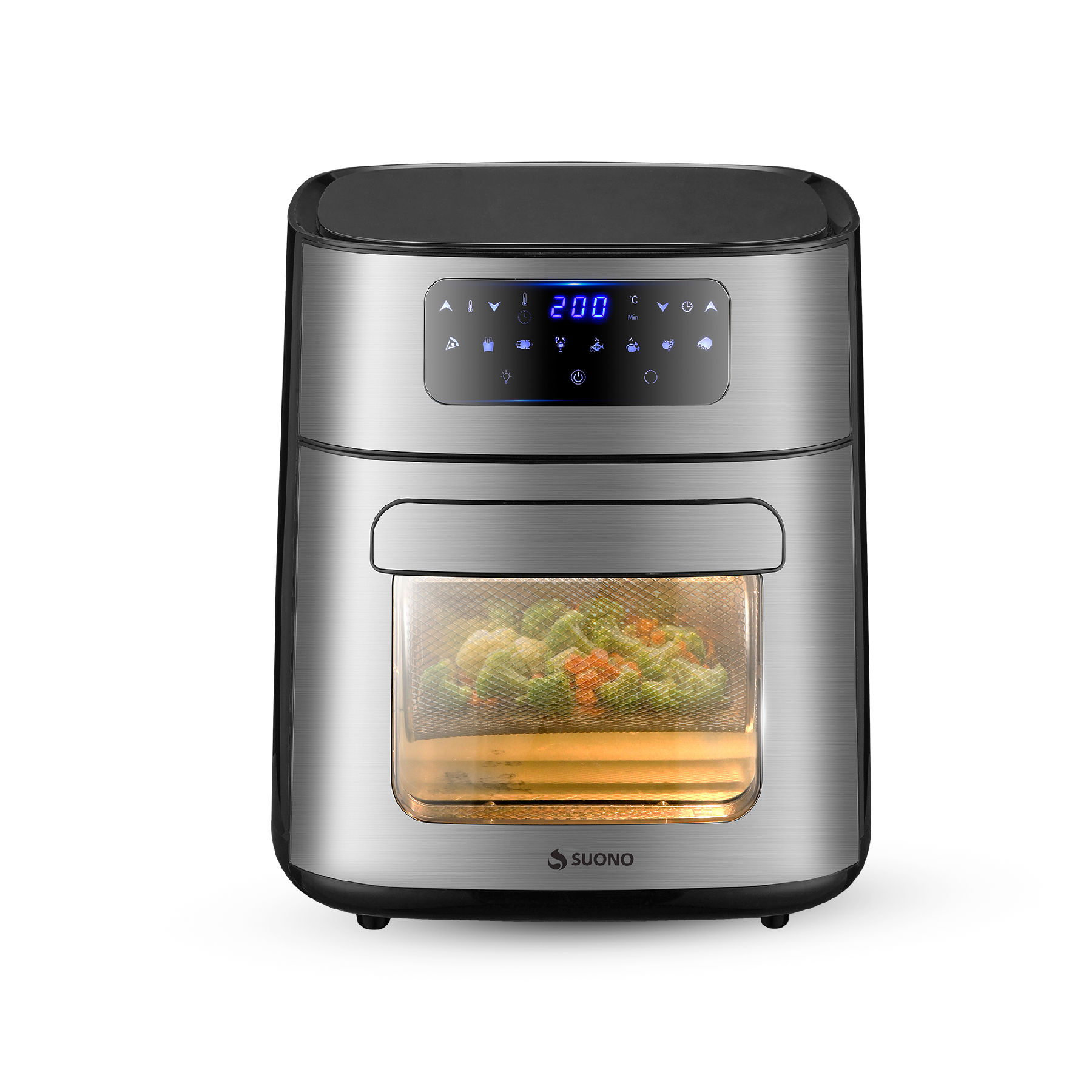 Freidora De Aire Suono Air Fryer 10 L Con Ventana 1700 W Color Plateado HOG0188