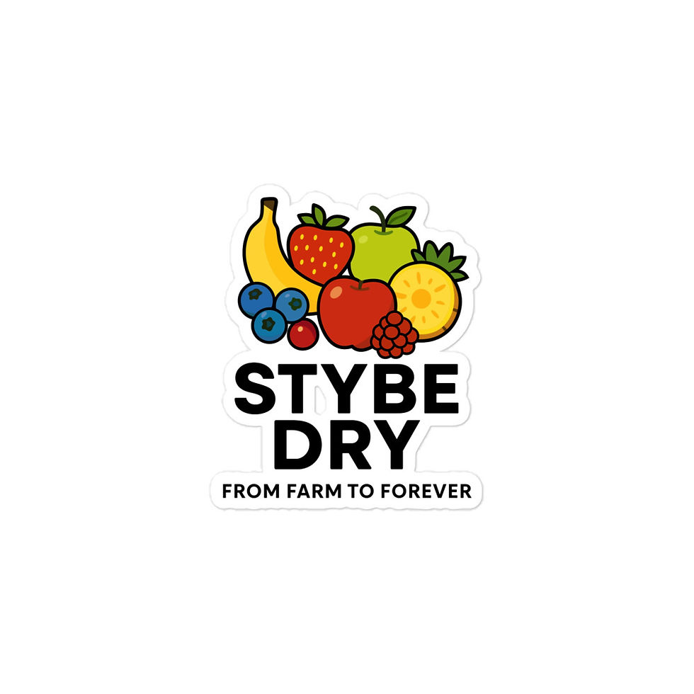 Thumbnail: Stybe Dry Logo Sticker, fruit-logo design, 3 by 3 inch option