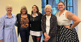 Mill Valley Librar Oct 2023 Rhys Bowen, Me, Michelle Chinaurd, Susan Shea, Jennifer Q Hoo