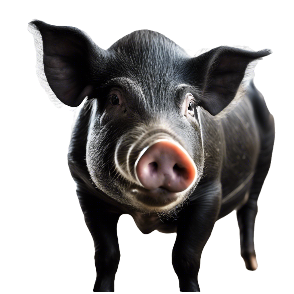 a single black pig photo realistic no background whole pig.jpg