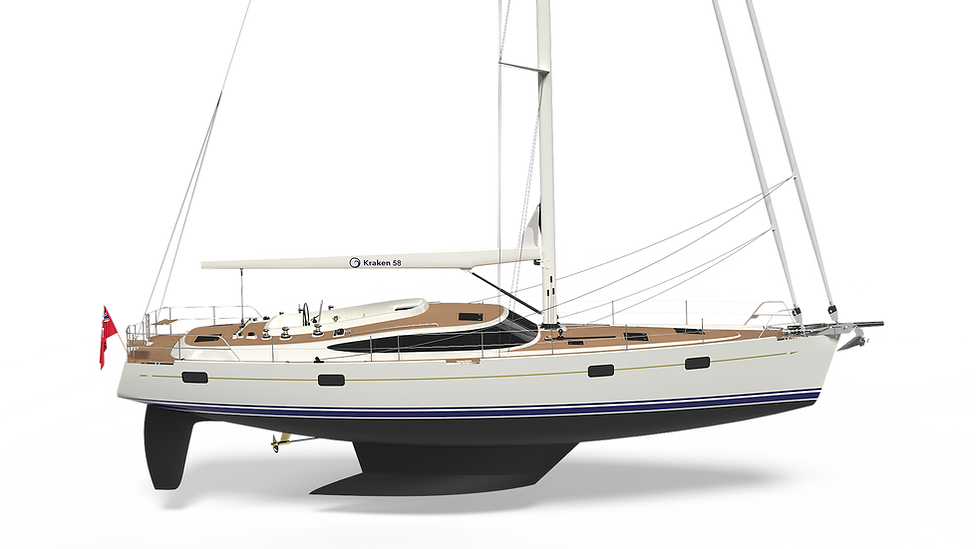 Kraken 58 Yacht with Markers on key features
