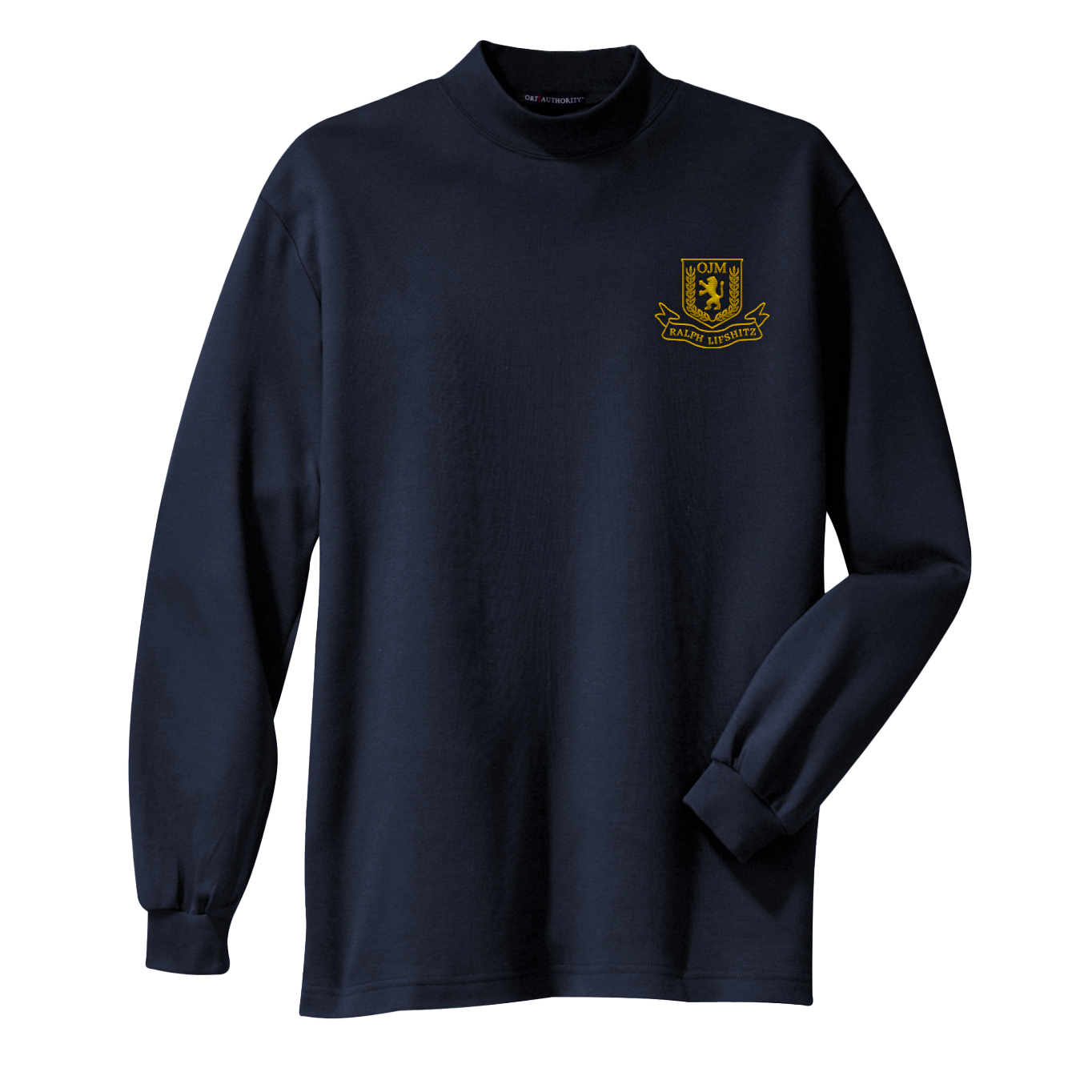 LIFSHITZ EMBROIDERED CREST MOCK NECK