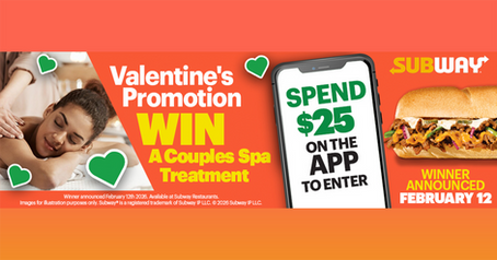 Spend $25 at Subway St. Lucia & Win a Couples Spa Treatment This Valentine’s 💚
